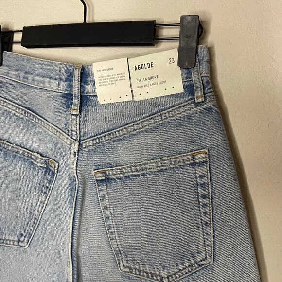 NEW AGOLDE Stella Short High Rise Deserted Raw Hem Denim Shorts - Size 23 - Picture 7 of 9